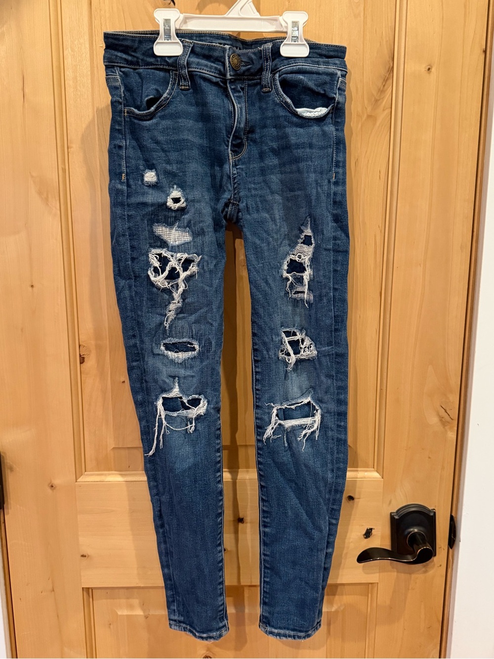 American Eagle Outfitters Distressed Dark Blue Jeggings